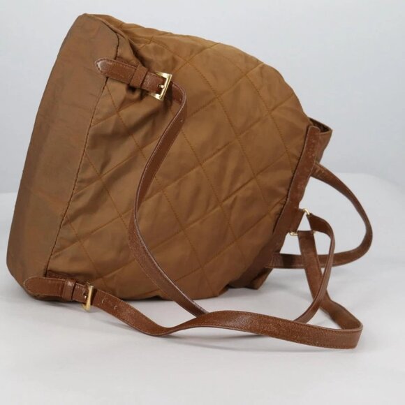 PRADA Backpack Nylon Brown Gold Auth yk18648 main image 6